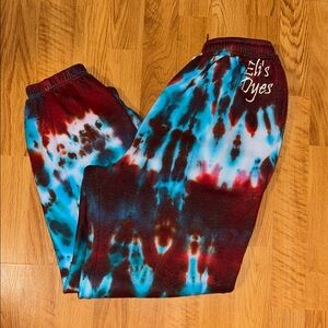 Unisex Tie-Dye Joggers - Red and Blue